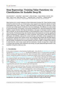 Stop Regressing: Training Value Functions via Classification for
  Scalable Deep RL