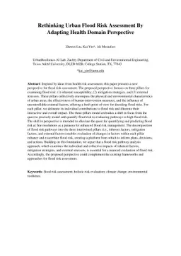 Rethinking Urban Flood Risk Assessment By Adapting Health Domain
  Perspective