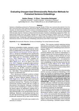 Evaluating Unsupervised Dimensionality Reduction Methods for Pretrained
  Sentence Embeddings