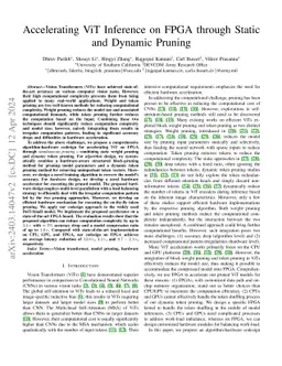 Accelerating ViT Inference on FPGA through Static and Dynamic Pruning
