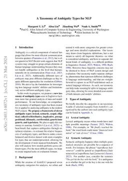 A Taxonomy of Ambiguity Types for NLP