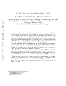 On the Power of Quantum Distributed Proofs