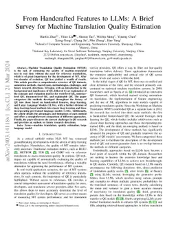 From Handcrafted Features to LLMs: A Brief Survey for Machine
  Translation Quality Estimation