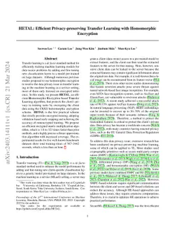 HETAL: Efficient Privacy-preserving Transfer Learning with Homomorphic
  Encryption