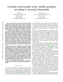 Learning causal graphs using variable grouping according to ancestral
  relationship