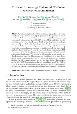 External Knowledge Enhanced 3D Scene Generation from Sketch