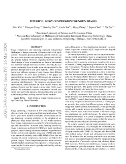 Powerful Lossy Compression for Noisy Images
