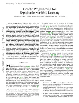 Genetic Programming for Explainable Manifold Learning