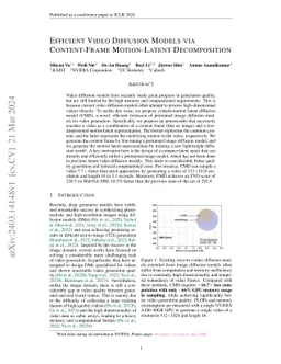 Efficient Video Diffusion Models via Content-Frame Motion-Latent
  Decomposition