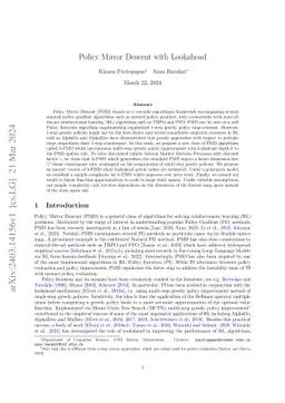 Policy Mirror Descent with Lookahead