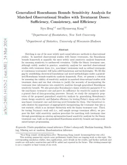 Generalized Rosenbaum Bounds Sensitivity Analysis for Matched
  Observational Studies with Treatment Doses: Sufficiency, Consistency, and
  Efficiency