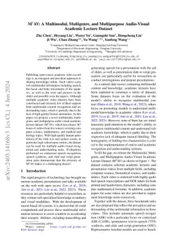 M$^3$AV: A Multimodal, Multigenre, and Multipurpose Audio-Visual
  Academic Lecture Dataset