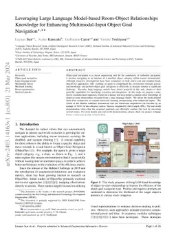 Leveraging Large Language Model-based Room-Object Relationships
  Knowledge for Enhancing Multimodal-Input Object Goal Navigation