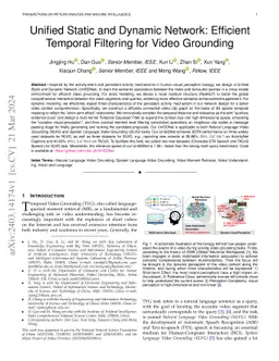 Unified Static and Dynamic Network: Efficient Temporal Filtering for Video Grounding