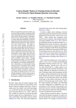 Context Quality Matters in Training Fusion-in-Decoder for Extractive
  Open-Domain Question Answering