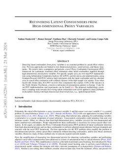 Recovering Latent Confounders from High-dimensional Proxy Variables
