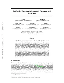 SoftPatch: Unsupervised Anomaly Detection with Noisy Data