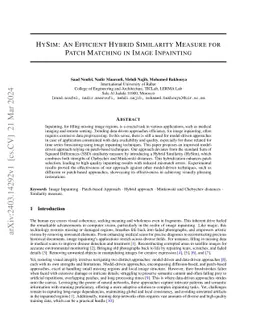 HySim: An Efficient Hybrid Similarity Measure for Patch Matching in
  Image Inpainting