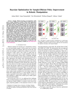 Bayesian Optimization for Sample-Efficient Policy Improvement in Robotic
  Manipulation