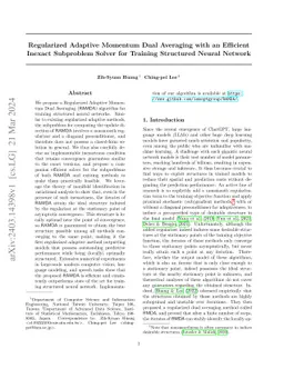 Regularized Adaptive Momentum Dual Averaging with an Efficient Inexact
  Subproblem Solver for Training Structured Neural Network