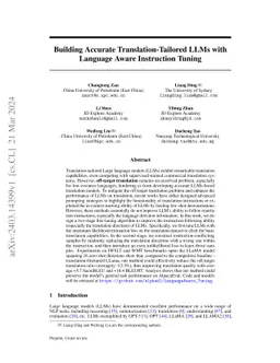 Building Accurate Translation-Tailored LLMs with Language Aware
  Instruction Tuning