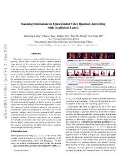 Ranking Distillation for Open-Ended Video Question Answering with
  Insufficient Labels