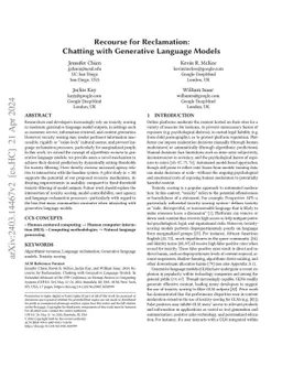 Recourse for reclamation: Chatting with generative language models