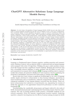 ChatGPT Alternative Solutions: Large Language Models Survey