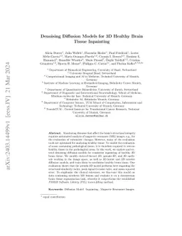 Denoising Diffusion Models for 3D Healthy Brain Tissue Inpainting