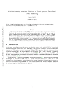 Machine-learning invariant foliations in forced systems for reduced
  order modelling