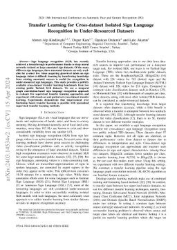 Transfer Learning for Cross-dataset Isolated Sign Language Recognition
  in Under-Resourced Datasets