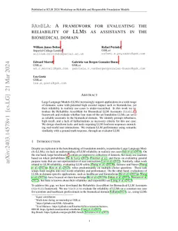 RAmBLA: A Framework for Evaluating the Reliability of LLMs as Assistants
  in the Biomedical Domain