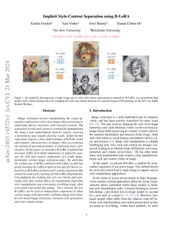 Implicit Style-Content Separation using B-LoRA