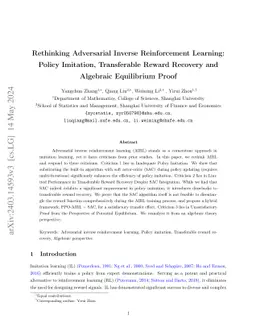 Rethinking Adversarial Inverse Reinforcement Learning: Policy Imitation,
  Transferable Reward Recovery and Algebraic Equilibrium Proof