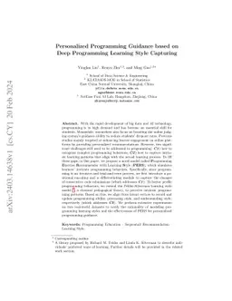 Personalized Programming Guidance based on Deep Programming Learning
  Style Capturing
