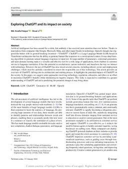 Exploring ChatGPT and its Impact on Society