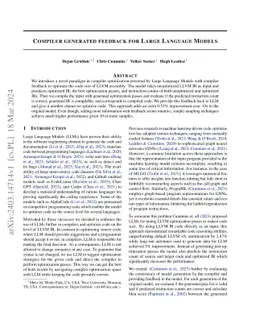 Compiler generated feedback for Large Language Models