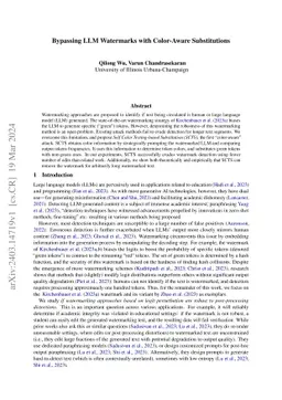 Bypassing LLM Watermarks with Color-Aware Substitutions