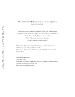 Use of recommendation models to provide support to dyslexic students