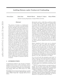 Auditing Fairness under Unobserved Confounding