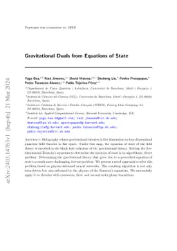 Gravitational Duals from Equations of State