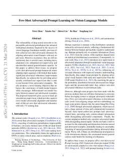 Few-Shot Adversarial Prompt Learning on Vision-Language Models