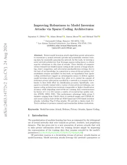 Improving Robustness to Model Inversion Attacks via Sparse Coding
  Architectures