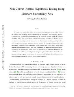 Non-Convex Robust Hypothesis Testing using Sinkhorn Uncertainty Sets