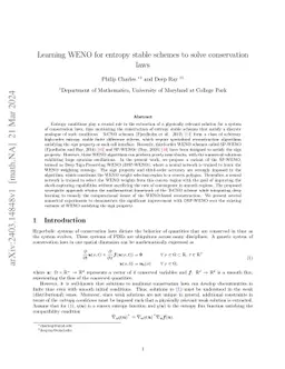 Learning WENO for entropy stable schemes to solve conservation laws