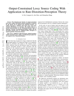 Output-Constrained Lossy Source Coding With Application to
  Rate-Distortion-Perception Theory