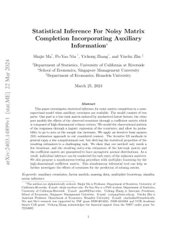 Statistical Inference For Noisy Matrix Completion Incorporating
  Auxiliary Information