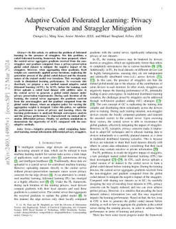 Adaptive Coded Federated Learning: Privacy Preservation and Straggler Mitigation
