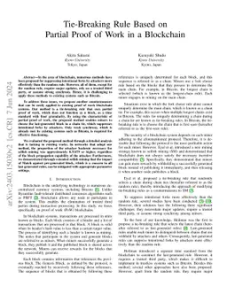 Tie-Breaking Rule Based on Partial Proof of Work in a Blockchain