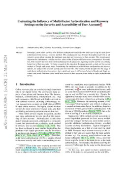 Evaluating the Influence of Multi-Factor Authentication and Recovery
  Settings on the Security and Accessibility of User Accounts
